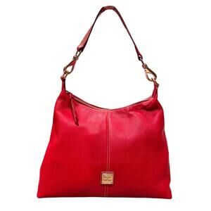 Dooney & Bourke Pebble Grain Leather Juliette Hobo Bag Purse Red Power Career
